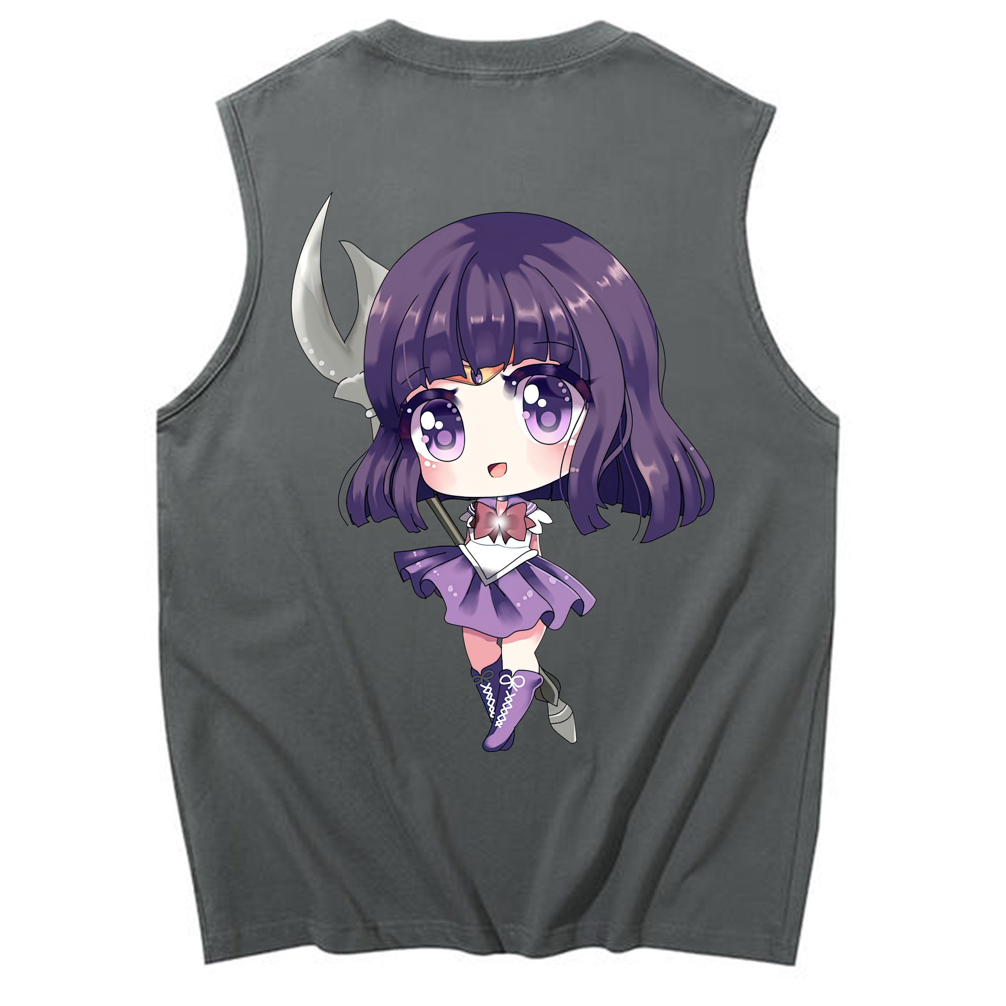 （画像用） 美少女戦士セーラームーン 土萠ほたる Sailor Moon Tomoe Hotaru （セーラーサターン；Sailor Saturn） コットン100％タンクトップ（背面プリント）